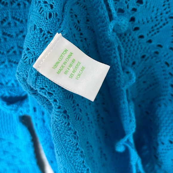 Lilly Pulitzer Blue Crochet Pom Pom Long Sleeve Sweater - Picture 6 of 7